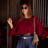 ONYX BORDEAUX BUTTON SWEATER