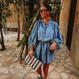 SOLECITO BLUE DENIM DRESS
