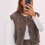 TESSA TAUPE SLEEVELESS JACKET