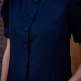 SANTIAGO DARK BLUE BUTTON BLOUSE