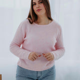 FRANCESCA SOFT PINK LACE KNIT SWEATER
