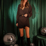 HAPPY HOLIDAYS BROWN DRESS