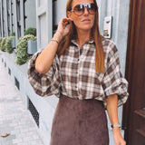 ELSHA BROWN CHECKERED BLOUSE