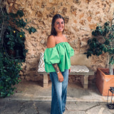 HOLA GREEN OFF SHOULDER TOP