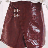 ADALEE RED SHINY LEATHER SKORT
