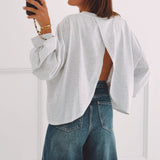 DELMA GREY OPEN BACK SWEATER