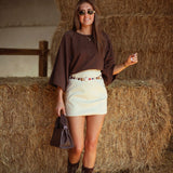 ODESSA BEIGE SUEDE SKIRT