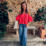 HOLA DARK PINK OFF SHOULDER TOP