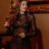 GLITTER BOMB BROWN SEQUIN BLOUSE