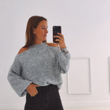 CAMILLE GREY CUT-OUT PULLOVER