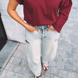 BRIGITTE ASYMMETRIC BORDEAUX T-SHIRT
