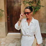 ANDALE ECRU STRIPED BLOUSE