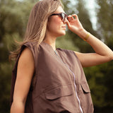 WILLOW BROWN SLEEVELESS JACKET