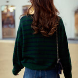 POMELINE DARK GREEN STRIPED CARDIGAN