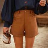 ZADIE CAMEL SUEDE STUDS SHORT