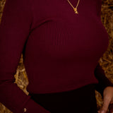 PENELOPE BORDEAUX RIBBED LONGSLEEVE SHIRT