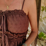 AITANA BROWN EMBROIDERED TWO-PIECE SET