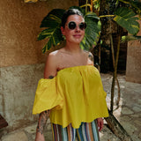 HOLA YELLOW OFF SHOULDER TOP