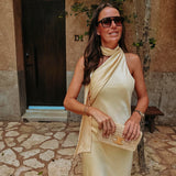 SABINAS YELLOW SATIN DRESS