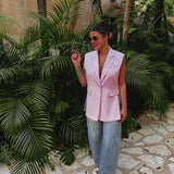 SELENA PINK SLEEVELESS BLAZER