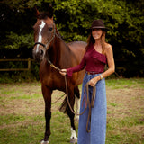 AUBURN BORDEAUX LACE ONE SHOULDER TOP