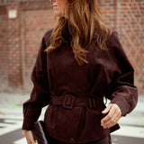 WHISPERING WIND BROWN BELT SUEDE JACKET