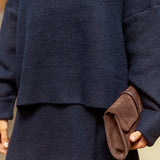 ROSALIND DARK BLUE KNITTED TWO-PIECE SET