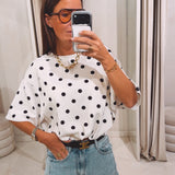 LENA ECRU  POLKADOTS CROPPED T-SHIRT
