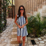 SOL, MAR Y TU DARK BLUE/WHITE STRIPED DRESS