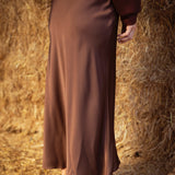 CLOVER BROWN SATIN SKIRT