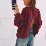 DELMA BORDEAUX OPEN BACK SWEATER