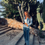 LUSIANA BLUE SPECIAL STRAIGHT JEANS A1076