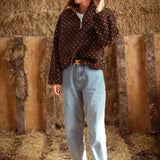 DAWSIE BROWN SOFT POLKADOTS TEDDY SWEATER