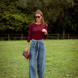 DIAMOND DARK BLUE WIDE LEG JEANS A3401