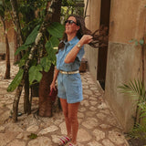 HERE FOR SUNSHINE BLUE DENIM PLAYSUIT