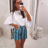 VAYANA BLUE DENIM STRIPED SHORT