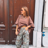 KHAKI CAMO BALLOON PANTS