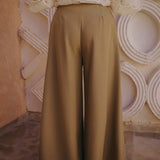 SIHAM KHAKI WIDE LEG PANTS