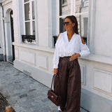 MERLENE BROWN LEATHER BALLOON PANTS