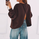 DELMA BROWN OPEN BACK SWEATER