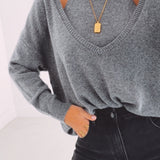ESTER GREY CUT-OUT PULLOVER