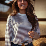 BRIONY GREY STRIPED LONGSLEEVE SHIRT