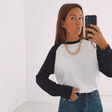 ELOWEN DARK BLUE/WHITE LONGSLEEVE SHIRT