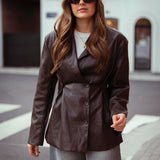 ASHTON BROWN LEATHER BLAZER