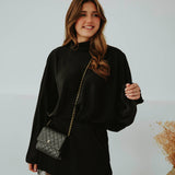 MIRELLA BLACK SATIN DRESS