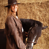 THIS AIN'T TEXAS BROWN FRINGE JACKET