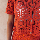 KHALILA TERRACOTTA CROCHET TWO-PIECE SET