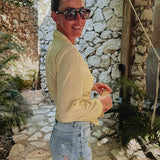 SOL DORADO LIGHT YELLOW WRAP BLOUSE