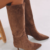 PIA TAUPE SUEDE HEEL BOOTS