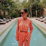 NOCHE ORANGE/PINK CROCHET BLOUSE
